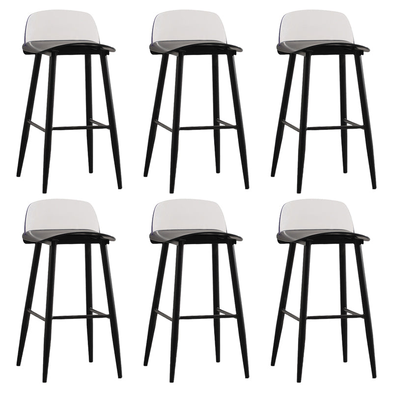 Nordic Armless Backrest Counter Stool Iron Kitchen Bar Stool with Acrylic Seat and Pedal