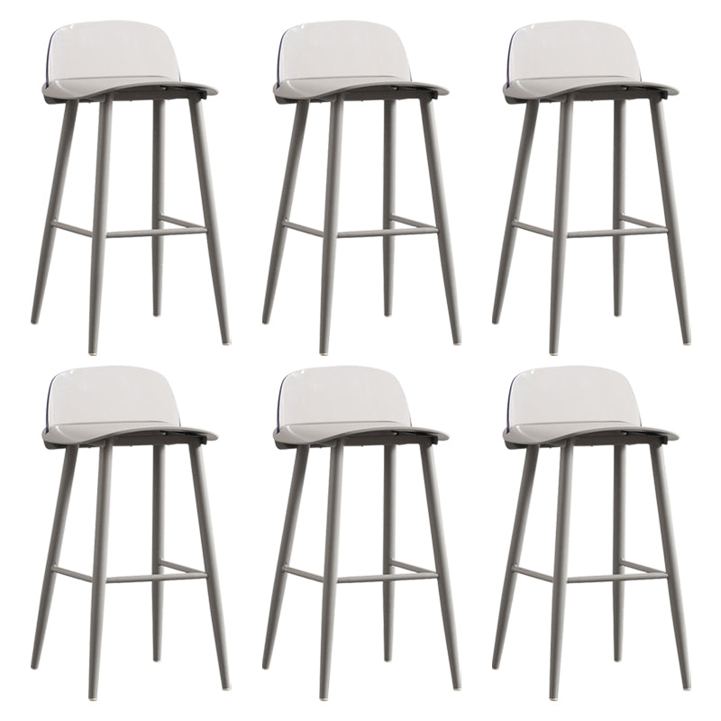 Nordic Armless Backrest Counter Stool Iron Kitchen Bar Stool with Acrylic Seat and Pedal