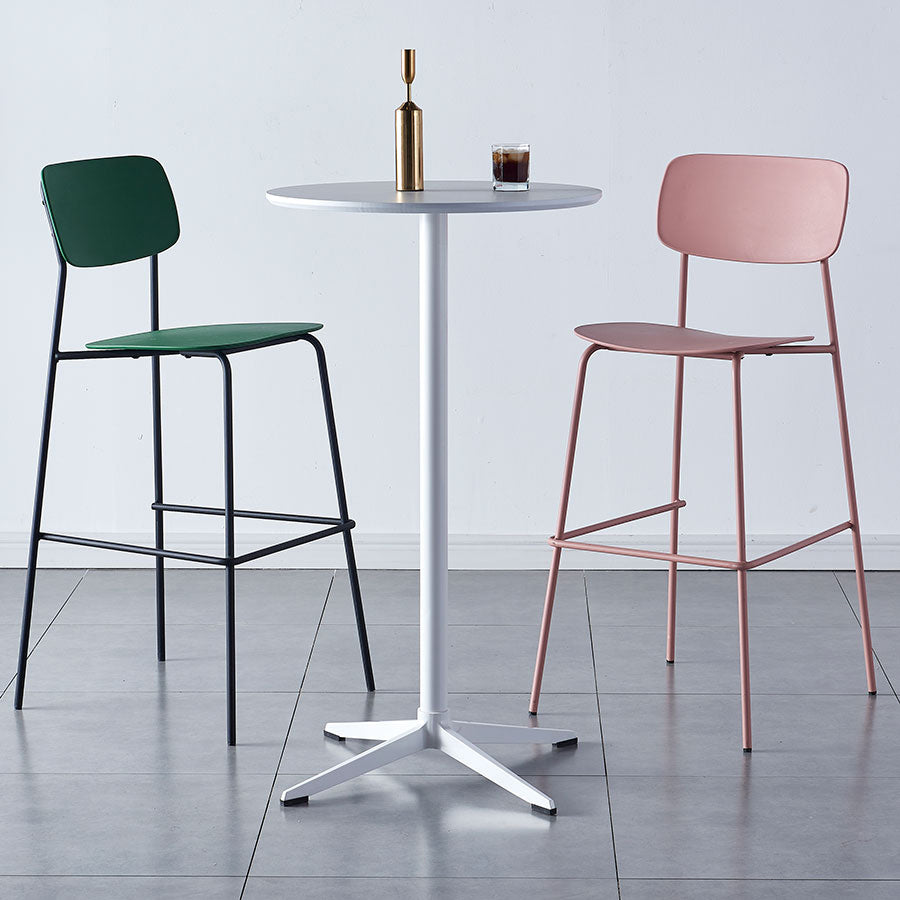 Scandinavian Backrest Counter Bar Stool Plastic Rectangle Counter-height Stool