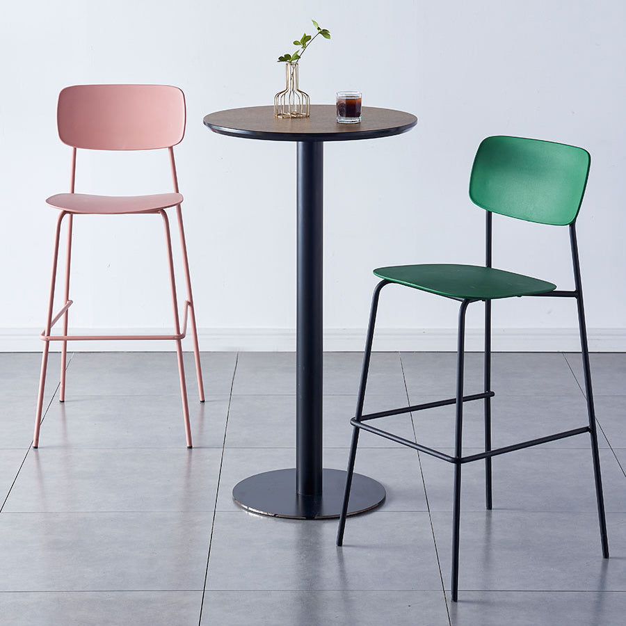 Scandinavian Backrest Counter Bar Stool Plastic Rectangle Counter-height Stool