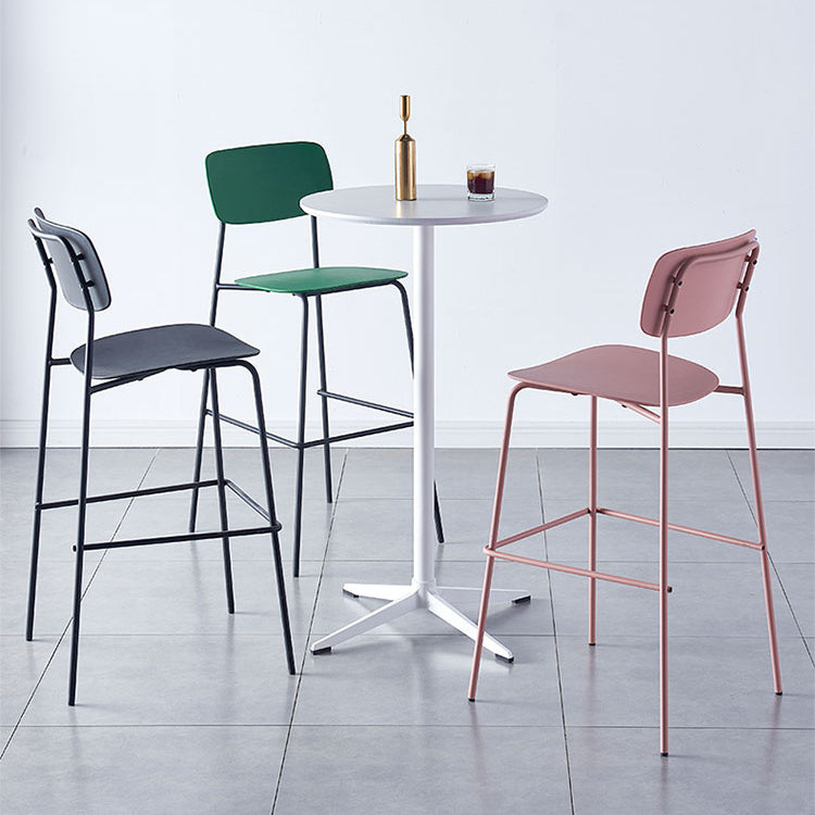 Scandinavian Backrest Counter Bar Stool Plastic Rectangle Counter-height Stool