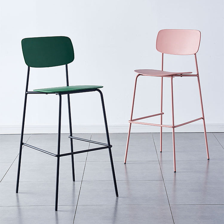 Scandinavian Backrest Counter Bar Stool Plastic Rectangle Counter-height Stool