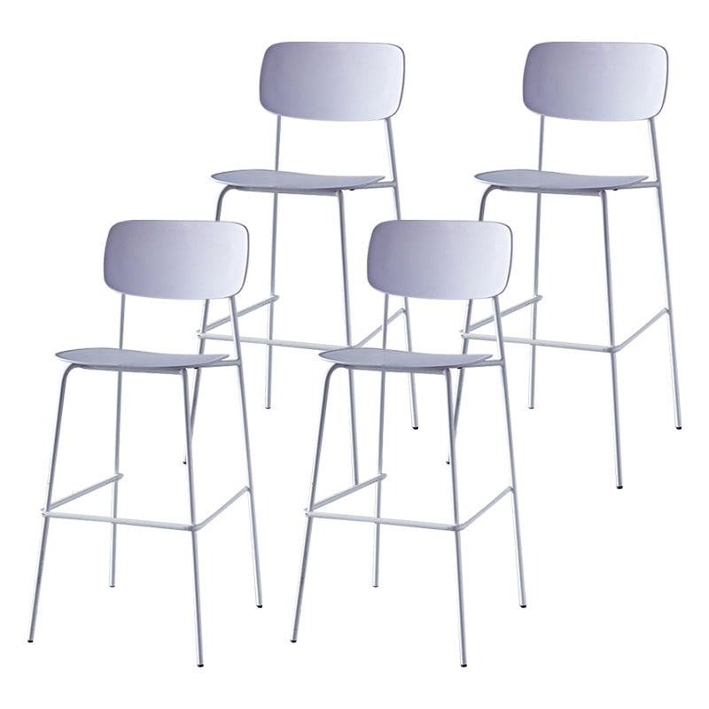 Scandinavian Backrest Counter Bar Stool Plastic Rectangle Counter-height Stool
