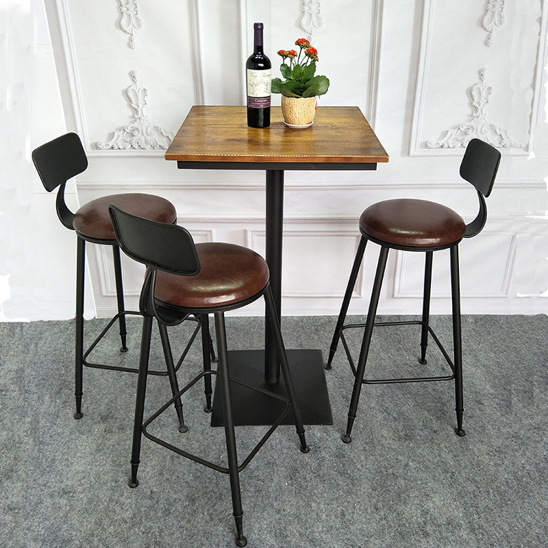 Industrial Style Solid Wood Bar Table Set 1/2/3/4 Pieces Counter Table with High Stools