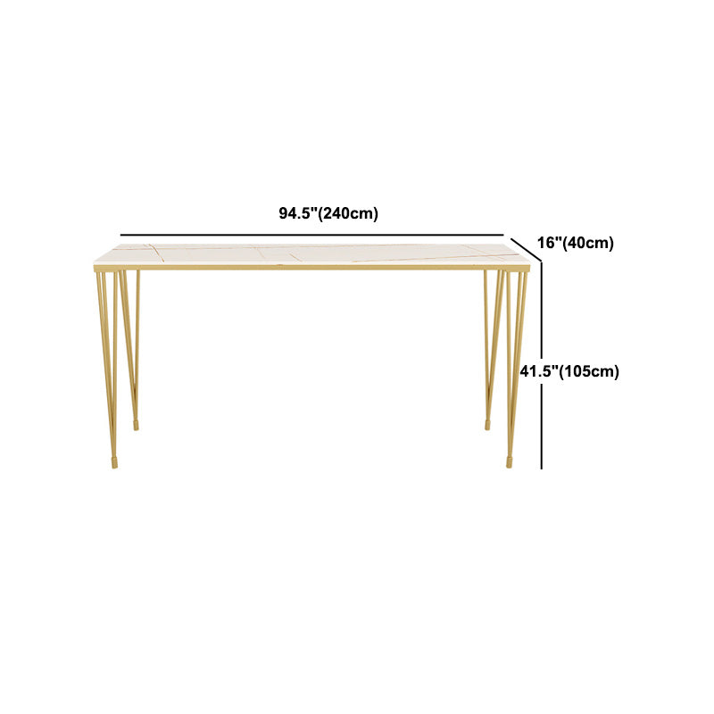 1/7 Pieces Glam Iron Bistro Set Rectangle Bar Table Set with White Stone Top