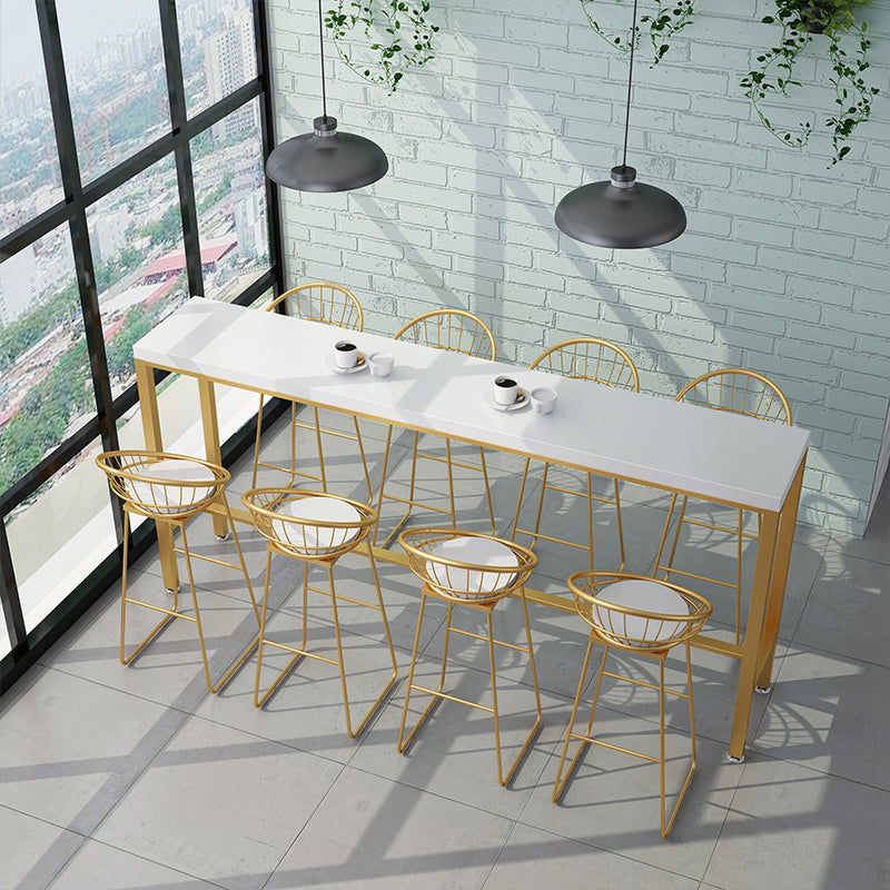 Glam Rectangle Bar Pub Table Set 1/2/5/9 Pieces White and Gold Counter Set