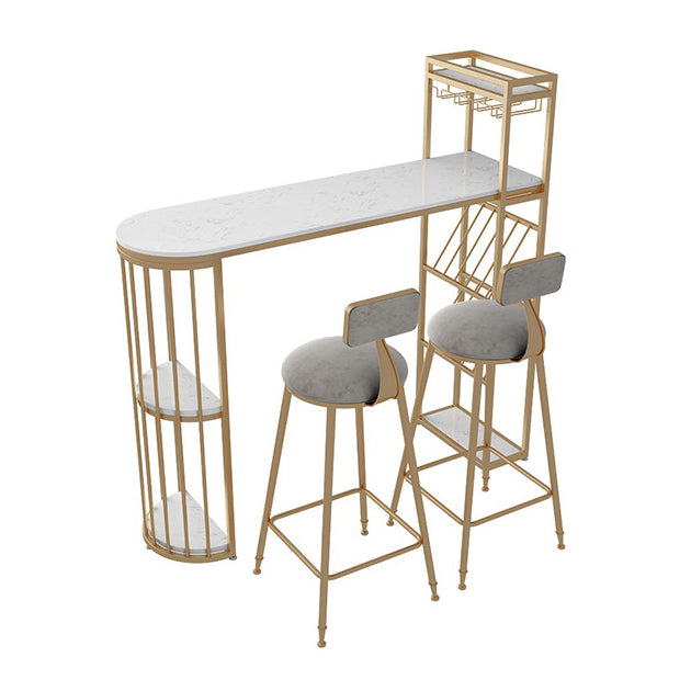 1/2/3 Pieces Marble Bar Table Set Matte Finish Bar Stool and Table Set