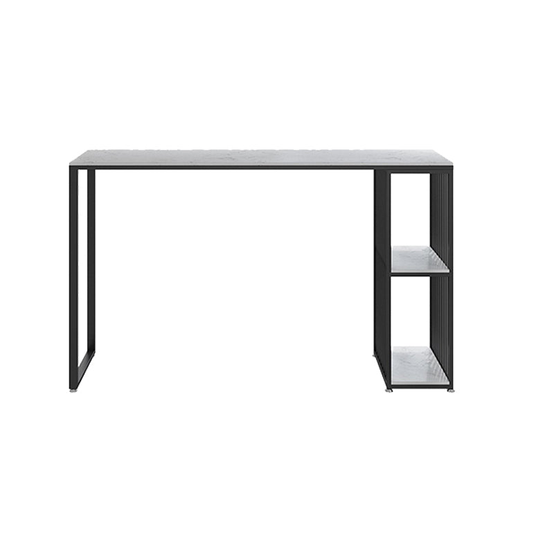 1/3 Pieces Modern Iron Bar Table Set Rectangle White Faux Marble Top Bistro Set with Shelf