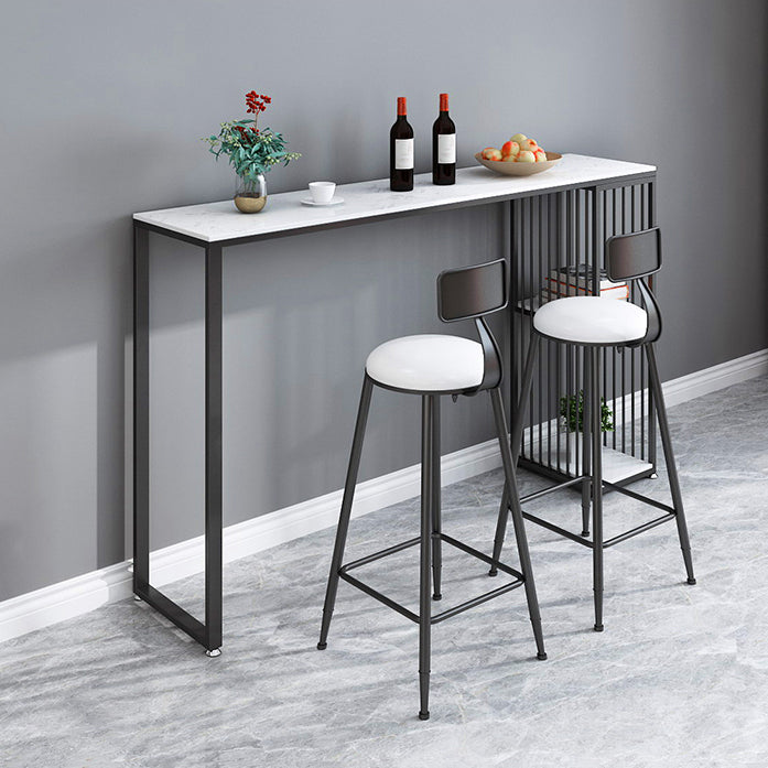 1/3 Pieces Modern Iron Bar Table Set Rectangle White Faux Marble Top Bistro Set with Shelf