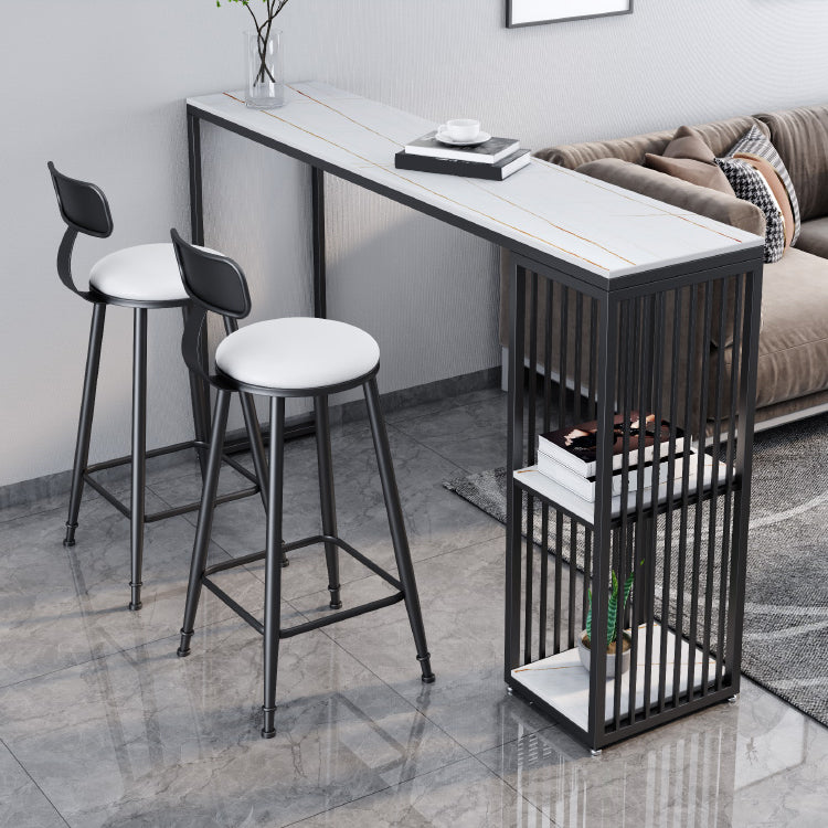 Modern 1/3 Pieces Bar Table Set Rectangle Stone Table with High Stools