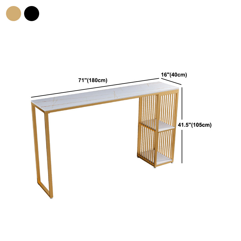 Modern 1/3 Pieces Bar Table Set Rectangle Stone Table with High Stools