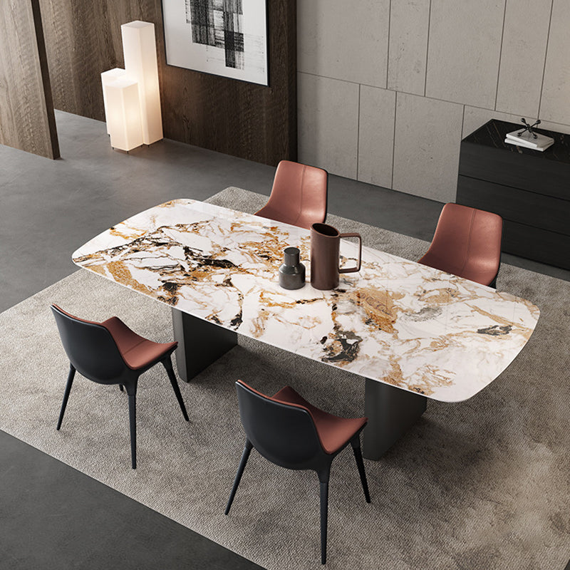 Contemporary Sintered Stone Table Rectangle Table Set 1/3/4/5 Pieces Dining Set