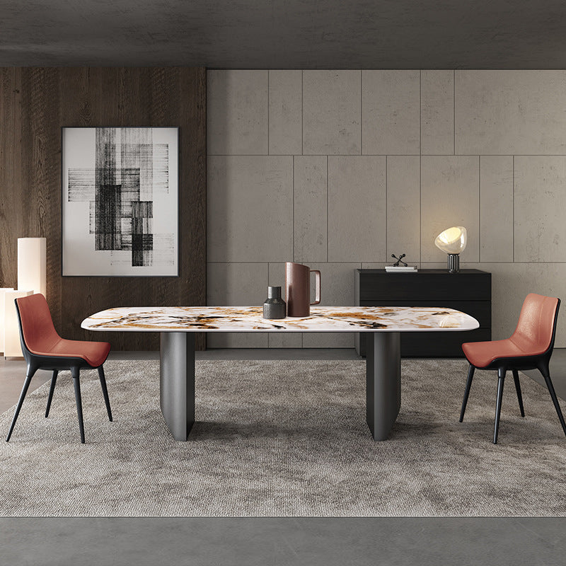 Contemporary Sintered Stone Table Rectangle Table Set 1/3/4/5 Pieces Dining Set
