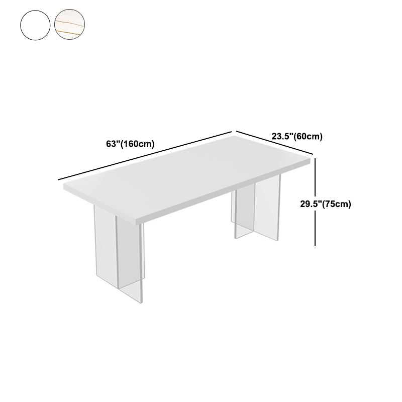 Acrylic Base Dinette Set 1/4/5 Pcs Modern Rectangle Dining Table Set in White