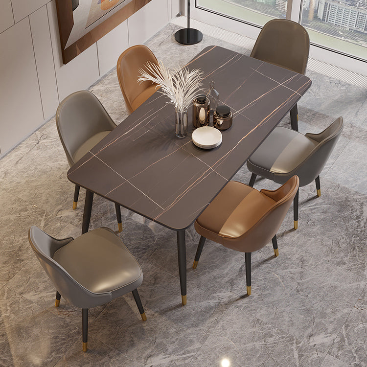 Modern Rectangle Dining Table Set 1/2/5/7 Pieces Stone Top Dinette Set