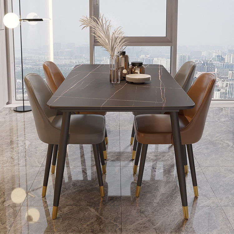Modern Rectangle Dining Table Set 1/2/5/7 Pieces Stone Top Dinette Set