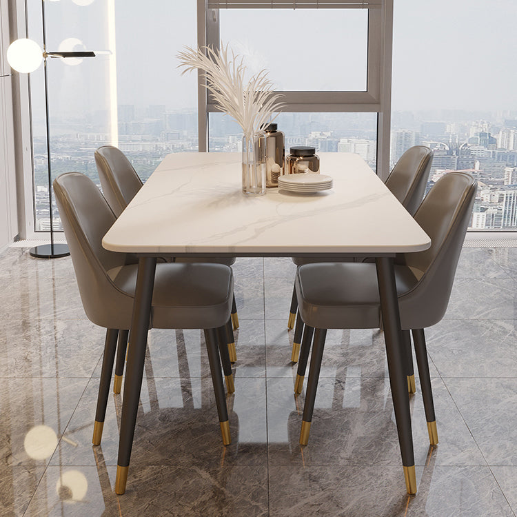 Modern Rectangle Dining Table Set 1/2/5/7 Pieces Stone Top Dinette Set