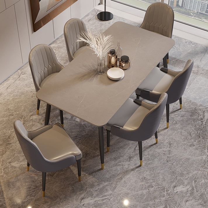 Modern Rectangle Dining Table Set 1/2/5/7 Pieces Stone Top Dinette Set