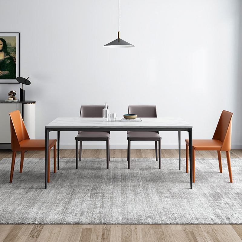Contemporary Sintered Stone Table Rectangle Table Set 1/4/5/7 Pieces Dining Set