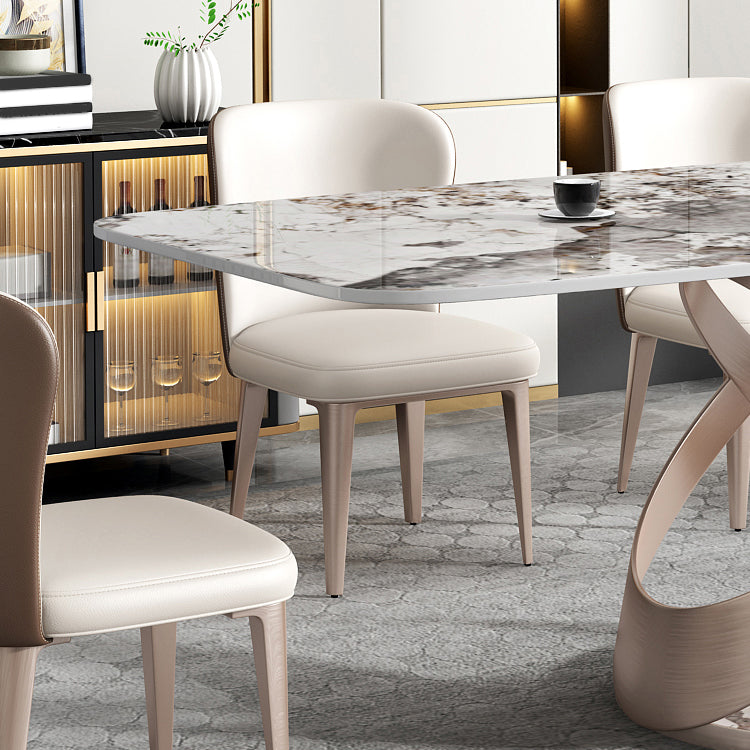 Glam Dining Table Set 1/4/5/7 Pieces Stone Dining Furniture with Chairs