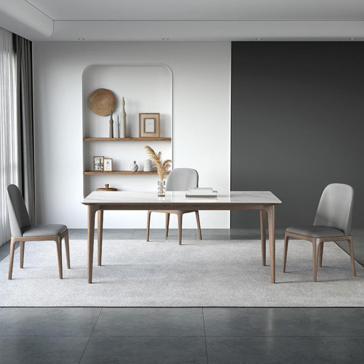 Modern Sintered Stone Top Dining Set Rectangle 1/2/3/4/5/7 Pieces Wooden Table Set