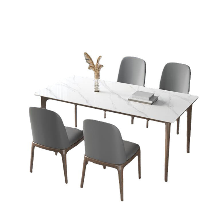 Modern Sintered Stone Top Dining Set Rectangle 1/2/3/4/5/7 Pieces Wooden Table Set