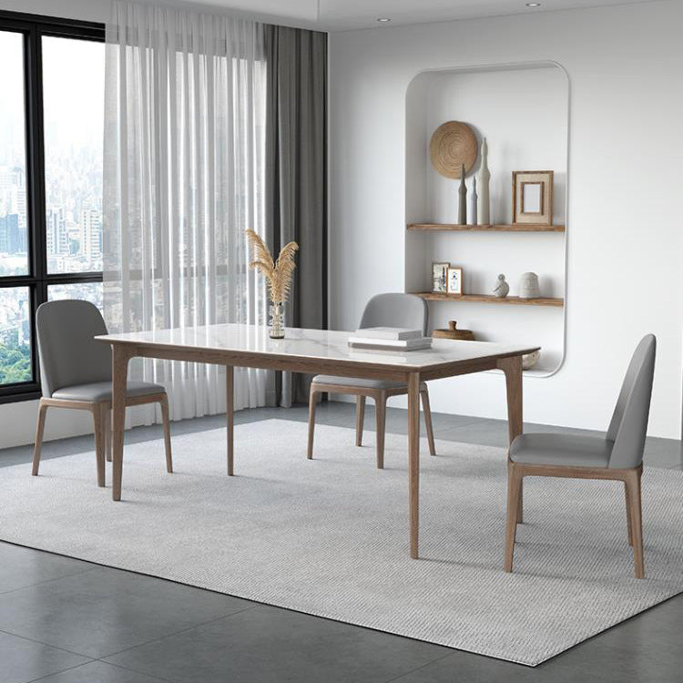 Modern Sintered Stone Top Dining Set Rectangle 1/2/3/4/5/7 Pieces Wooden Table Set