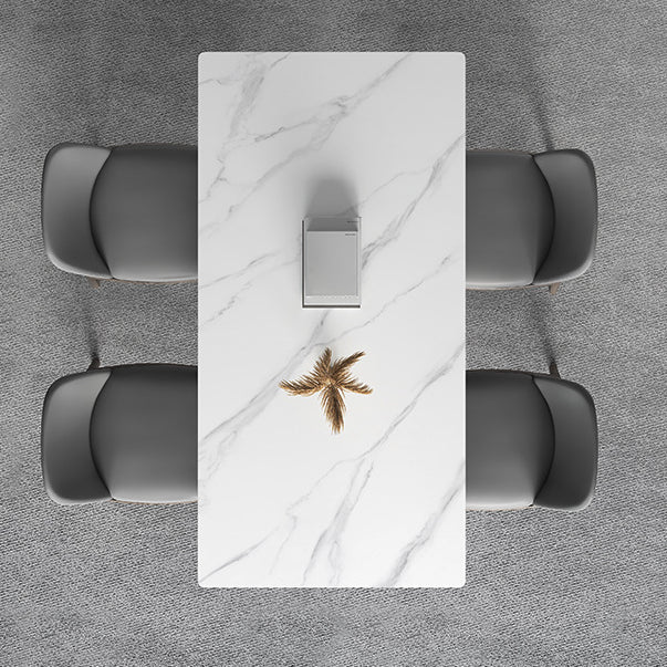 Modern Sintered Stone Top Dining Set Rectangle 1/2/3/4/5/7 Pieces Wooden Table Set