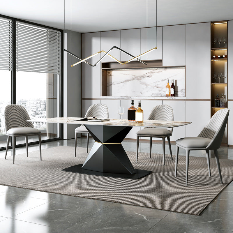Modern Sintered Stone Top Dining Set Rectangle 1/2/5/7 Pieces Dinette Table Set