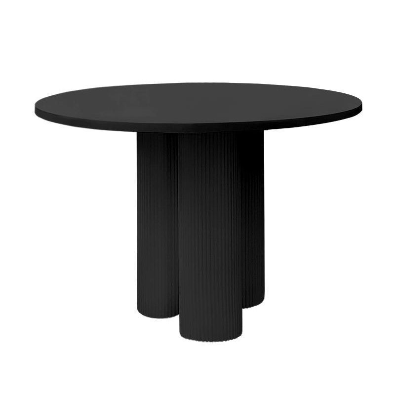 White-Black Round Sintered Stone Dining Table Modern Furniture with Pedestal Base