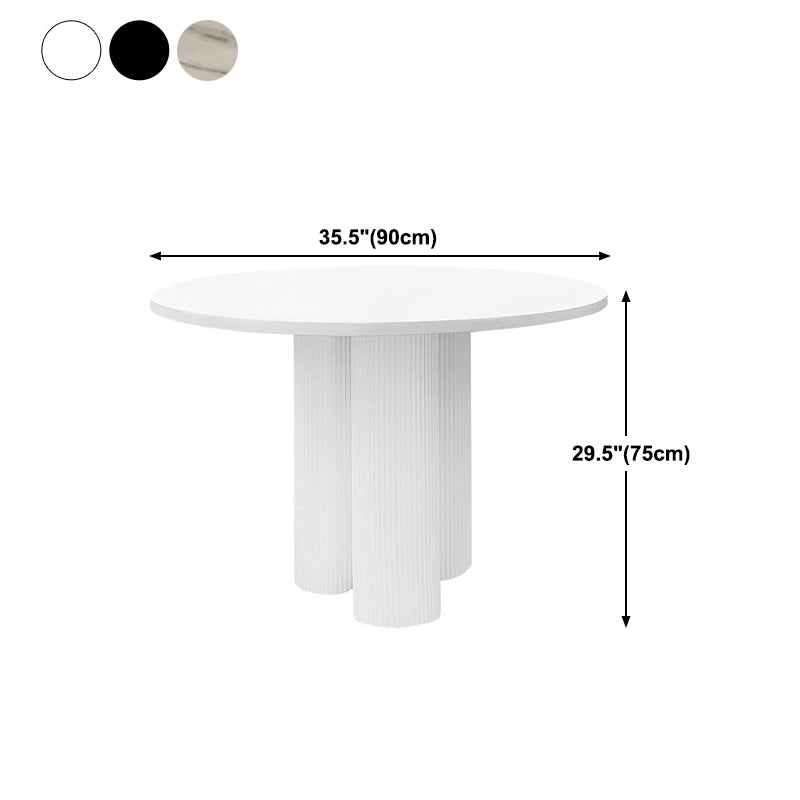 White-Black Round Sintered Stone Dining Table Modern Furniture with Pedestal Base