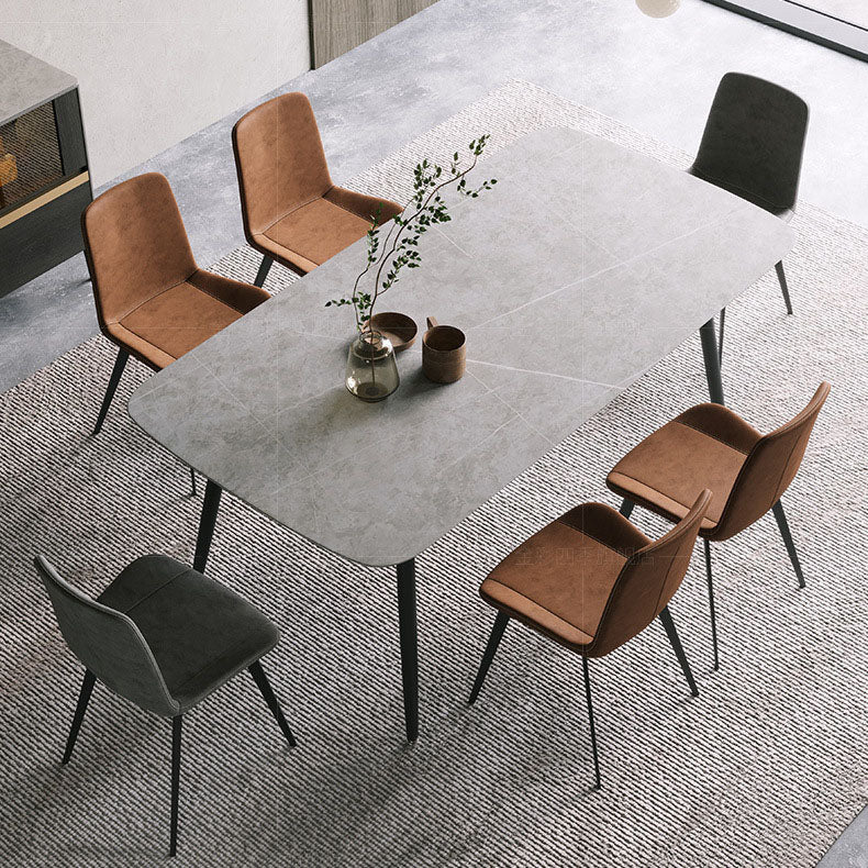 Black Metal Frame Industrial Rectangle Dining Table Sintered Stone Table for Dining Room