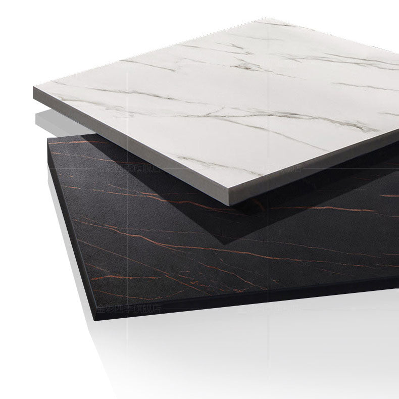 Black Metal Frame Industrial Rectangle Dining Table Sintered Stone Table for Dining Room