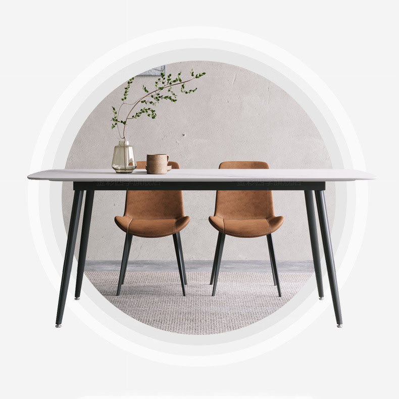 Black Metal Frame Industrial Rectangle Dining Table Sintered Stone Table for Dining Room