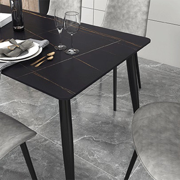 Traditional Luxury Dining Table Sintered Stone Rectangle 4 Legs Table for Home