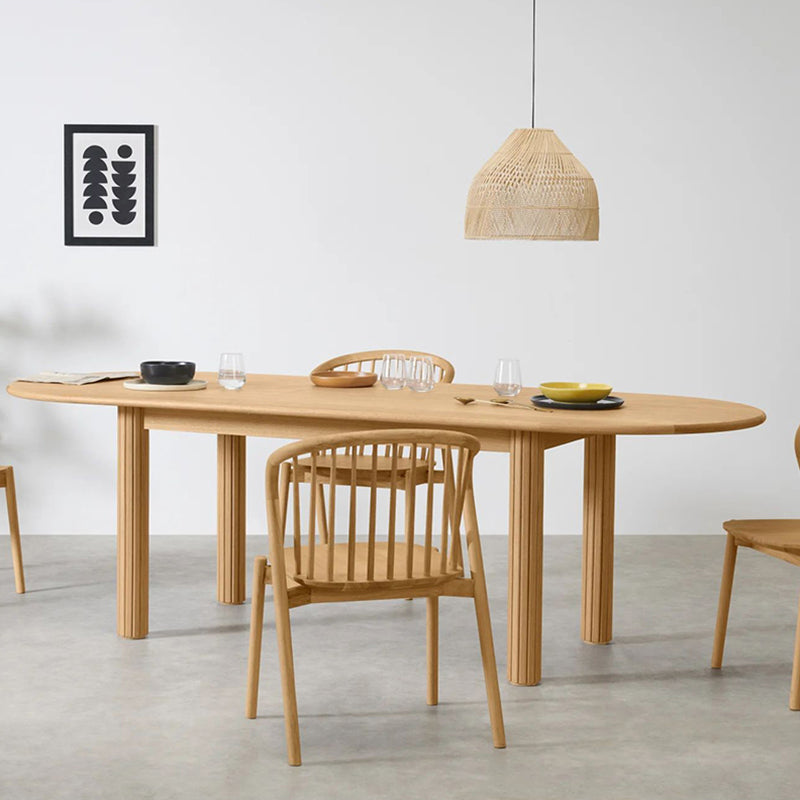 Oval Dining Table Pine Solid Wood Dining Table with 4 Legs for Kitchen