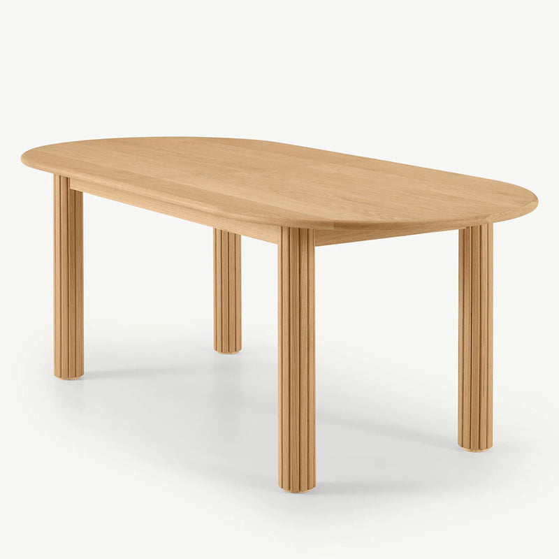 Oval Dining Table Pine Solid Wood Dining Table with 4 Legs for Kitchen