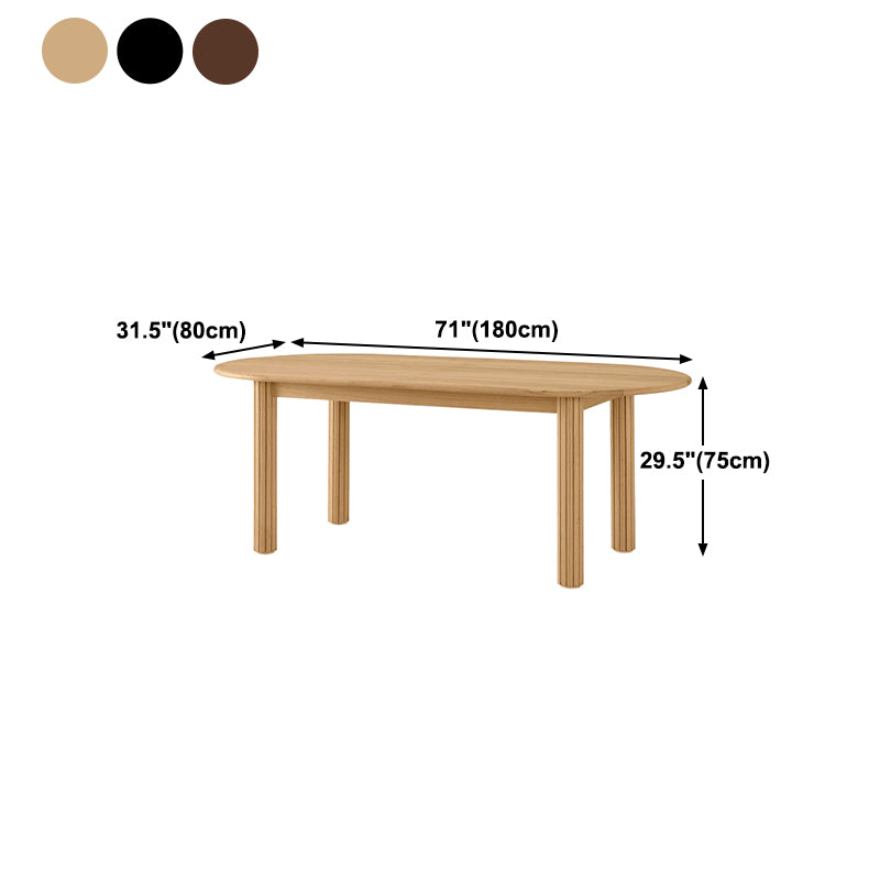 Oval Dining Table Pine Solid Wood Dining Table with 4 Legs for Kitchen