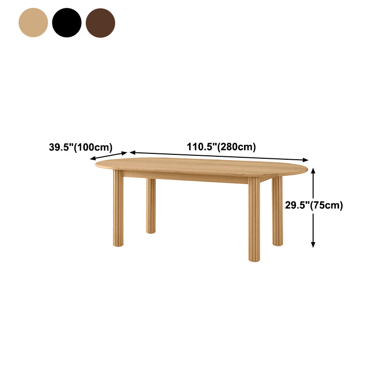 Oval Dining Table Pine Solid Wood Dining Table with 4 Legs for Kitchen
