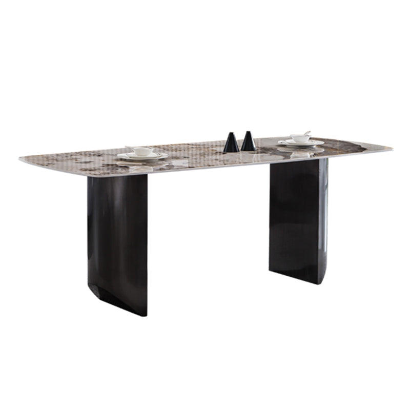 Sintered Stone Table for Restaurant Industrial Rectangle Dining Table with Double Pedestal