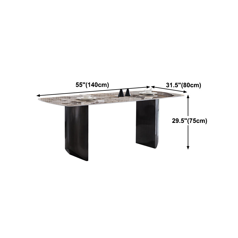 Sintered Stone Table for Restaurant Industrial Rectangle Dining Table with Double Pedestal