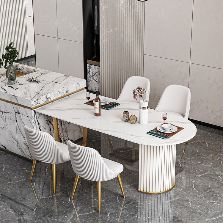 Traditional Luxury Stone Table Double Pedestal Furniture for Dining Room