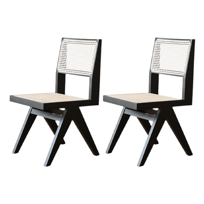 Contemporary Rattan Chair Open Back Dining Side Furniture in Matte Finish for Indoor