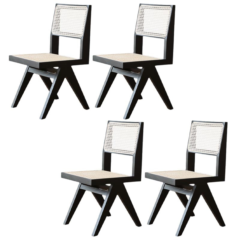 Contemporary Rattan Chair Open Back Dining Side Furniture in Matte Finish for Indoor