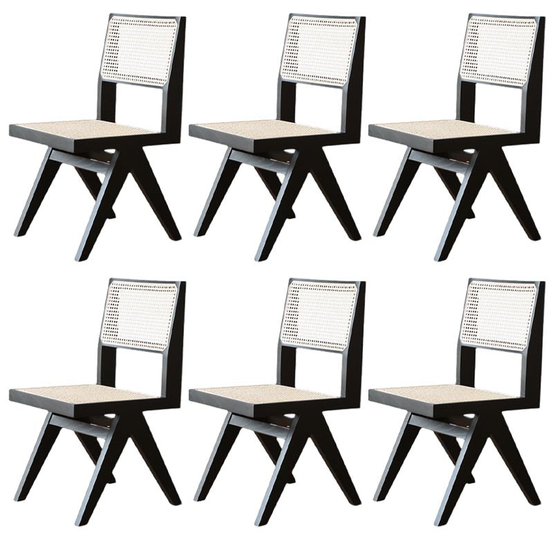 Contemporary Rattan Chair Open Back Dining Side Furniture in Matte Finish for Indoor