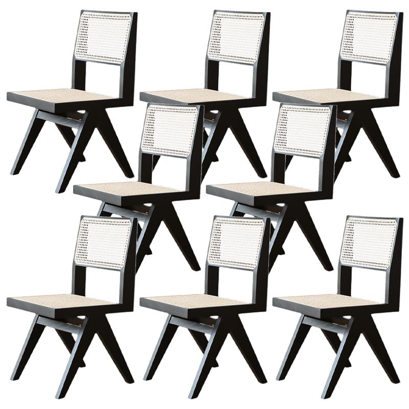 Contemporary Rattan Chair Open Back Dining Side Furniture in Matte Finish for Indoor