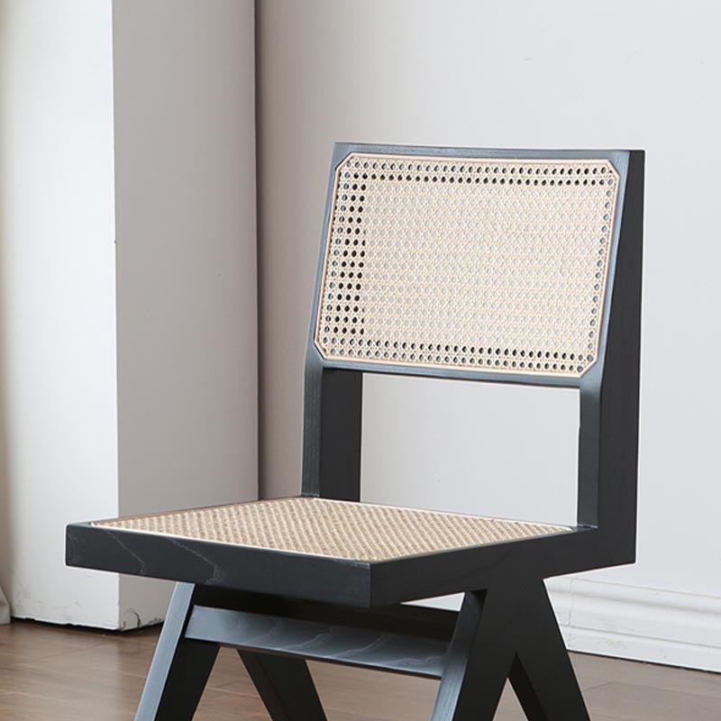 Contemporary Rattan Chair Open Back Dining Side Furniture in Matte Finish for Indoor