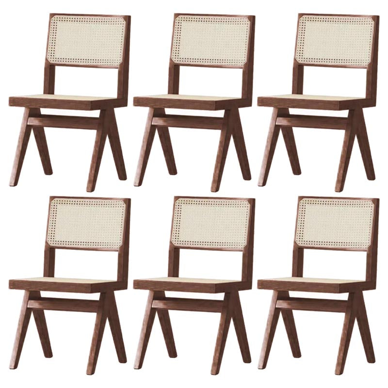 Contemporary Rattan Chair Open Back Dining Side Furniture in Matte Finish for Indoor