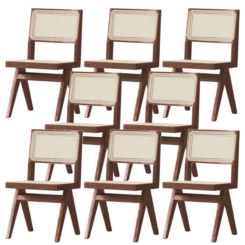 Contemporary Rattan Chair Open Back Dining Side Furniture in Matte Finish for Indoor