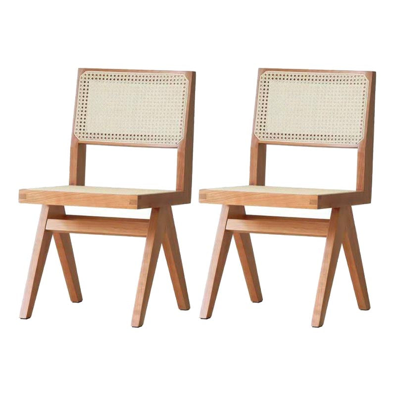 Contemporary Rattan Chair Open Back Dining Side Furniture in Matte Finish for Indoor